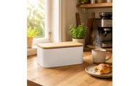 Wood Lid Bread Box Rounded Corners Bread Storage Box Galvanized Iron