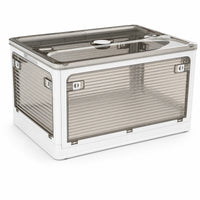 Foldable Bin with Doors Transparent Foldable Storage Box with Lid Space-Saving for Closet