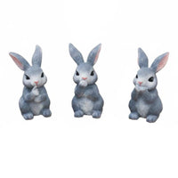 3 Pieces Easter Bunny Decor Resin Hare Figurine Set Hand-Painted Look House Decoration for Courtyard