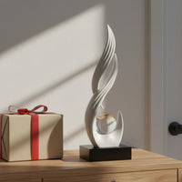 Auspicious Meaning Resin Art Ornament with Crystal Ball Great Gift Idea Sculpture with Glass Ball Unique Centerpiece Abstract Statue Creative Design for Desktop, Living Room, TV Cabinet, Entrance Hall