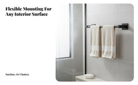 Drilltool-Less Installation Extendable Suction Cup Bar Multi-Purpose Towel Holder Heavy-Duty Bathroom Hardware Safe Rounded Edges for Renters, Homeowners, Families, Laundry Room, Kitchen, Closet
