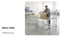 High Load Capacity Double Layer Workbench Stable Frame Heavy Duty Packing Table Industrial Work Table with Shelf for Factory Workers, Woodworkers, Professionals, Warehouse, Repair Shop, Basement