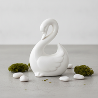Mini White Porcelain Swan Figurine for Micro Landscape and Aquarium Decor