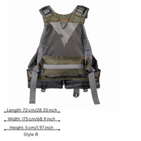 Multiple Pockets Mesh Fishing Vest Front Zipper Sleeveless Fishing Vest Wide Shoulder Straps Outdoor Wear Open Back