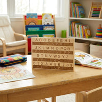 Raised Dots Braille Alphabet Board Engraved Letters Wooden Braille Board