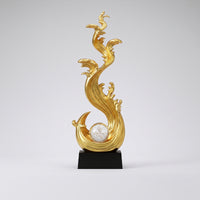 Wave Sculpture with Crystal Sphere Lustrous Tabletop Ornament Artistic