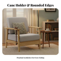 Elderlyaccessible Design Sofa with Cane Holder durable Wood Frame Loveseat Supportive Armrests Household Seating Ergonomic for Caregivers, Apartment Dwellers, Nursing Home, Assisted Living Facility, Rehabilitation Center, Waiting Room