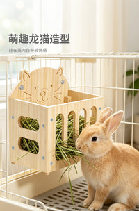 Solid Wood Hay Rack for Guinea Pigs, Chinchillas, and Rabbits