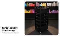 Plastic Cosmetic Trolley with Wheels Includes Dye Bowl Hairstylist Tool Organizer Cart Mobile Hairdressing Station Easy to Clean