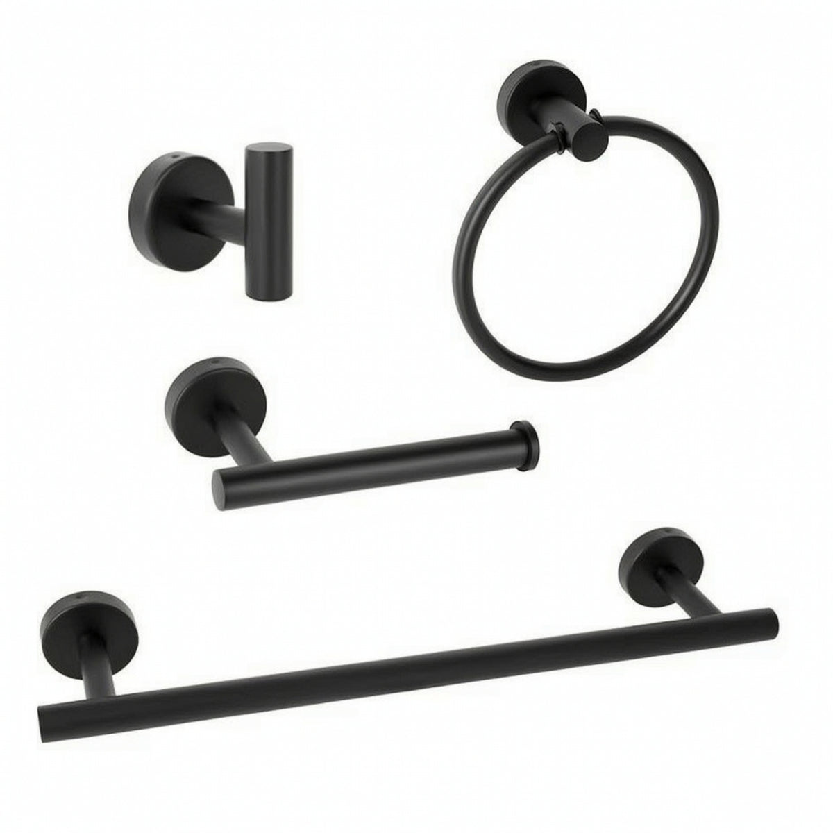 4 Pieces Stainless Steel Bathroom Hardware Set Concealed Mount Towel Bar Set with Loop Modern Towel Bar Rustproof for Guest Bath, Washroom