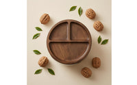 Acacia Wood Divided Fruit Tray Warm Brown Grain Stainless Steel Fruit Tray Polished Tableware Round