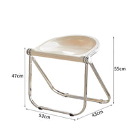 Space-Saving Acrylic Folding Chair Easy to Clean Clear Transparent Chair Armless Transparent Vanity Stool Anti-Slip Feet for Balcony