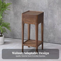 Dense Wood Construction Pedestal Plant Stand with Drawer Modern Chinese Design 2-Tier Plant Stand Freestanding Flower Pot Holder Multi-Purpose for Apartment Dwellers, Interior Designers, Living Room, Balcony, Bedroom, Entryway