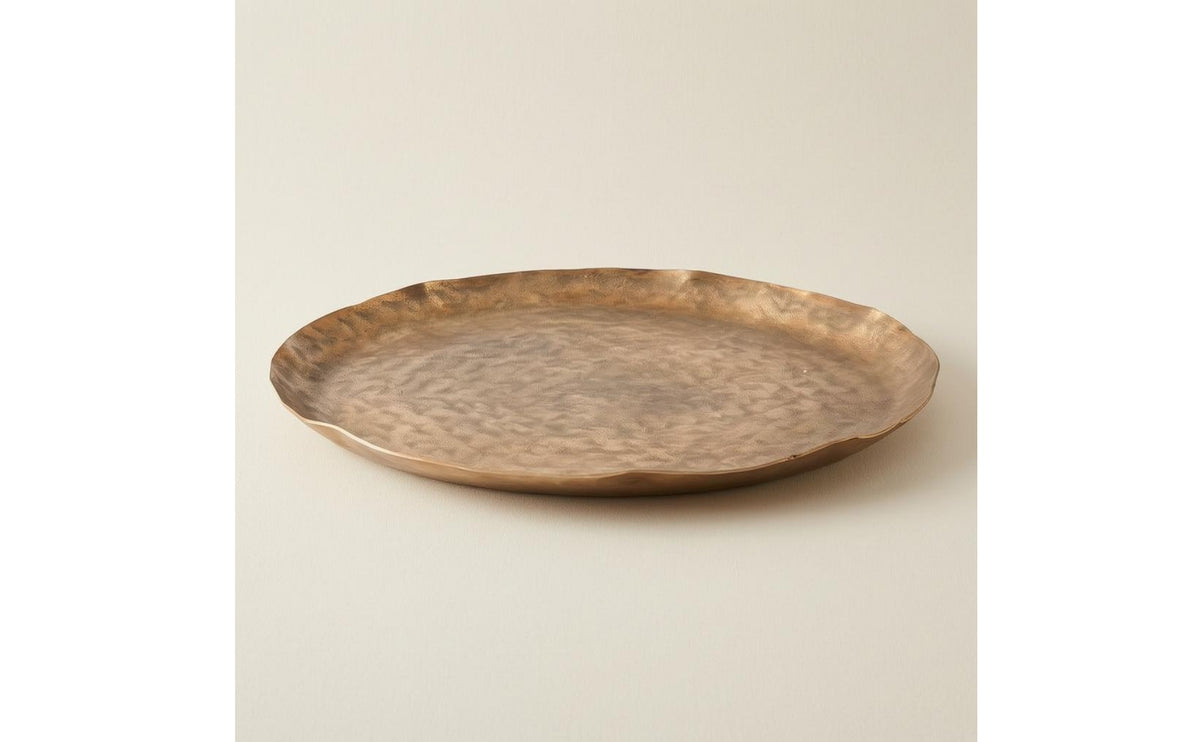 Hammered Serving Tray Textured Aluminum Serving Tray Low Profile Tableware for Tea Service