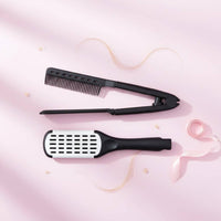 2 Pieces Detangling Boar Bristle Hair Brush Anti-Frizz Hair Straightening Clamp Hollow Vented Design for Salon