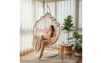 Hanging Basket Chair Freestanding Swing Chair with Stand Woven Furniture for Adults, Readers, Balcony, Living Room, Bedroom