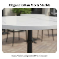Weather-Resistant French Cafe Chair Anti Aluminum Frame Cafe Chair Rust Proof Outdoor Wicker Armchair Lightweight for Restaurant Owners, Homeowners, Adults, Garden, Balcony, Backyard, Porch