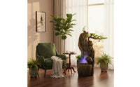 Humidifier Function Rockery Water Feature with Lights Natural Design Feng Shui Water Fountain Mist Generator LED Waterfall Fountain Easy Assembly for Business Owners, Living Room, Office, Entryway, Patio