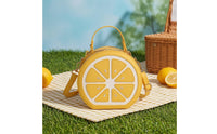 Novelty Citrus Slice Handbag Playful Fruit Shaped Purse Small Lemon Crossbody Bag Convertible for Shopping, Travel