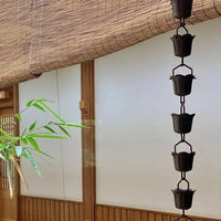 Copper Rain Chain for Garden and Temple Roof Drainage