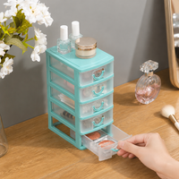 Plastic Storage Case, Small Item Organizer, 5 Drawers, Desktop Storage, Desk Organizer, Transparent, Stackable, 18L