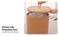 With Lid Lidded Rope container Woven Design Cotton Rope container Large Capacity Laundry Hamper Sturdy for home dwellers, Families, Students, Bedroom, Bathroom, Living Room, Nursery