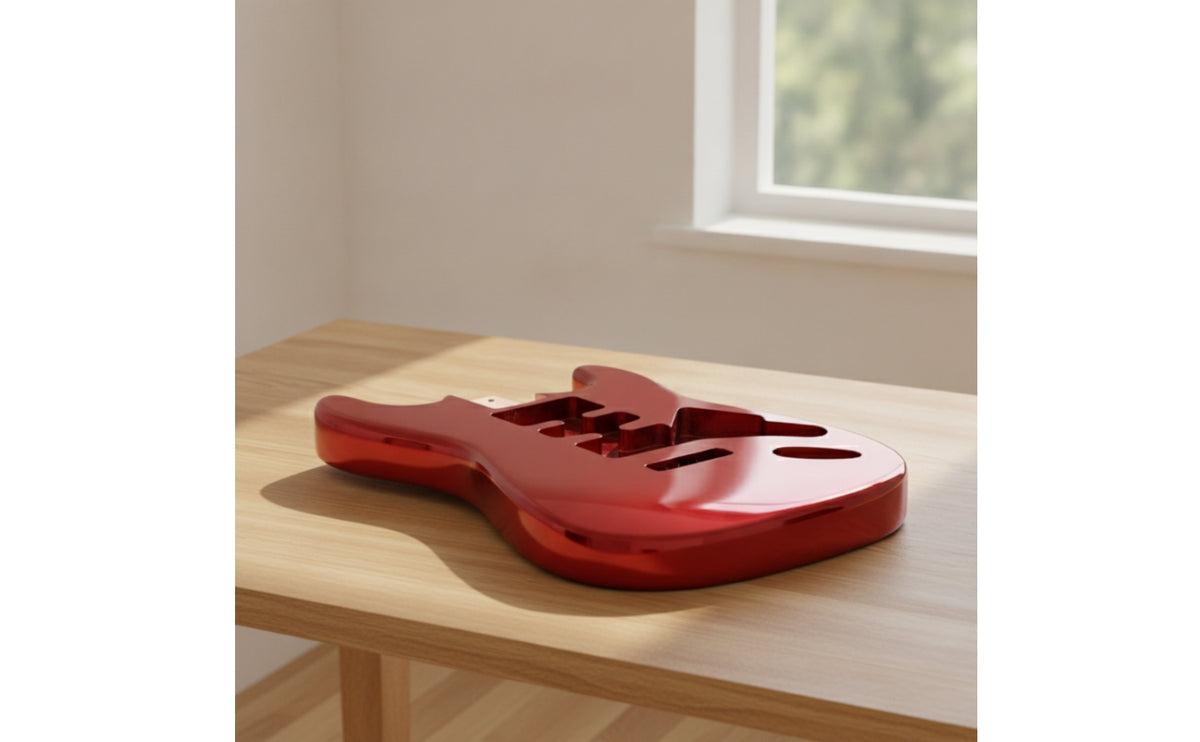 Double-Cutaway Guitar Body with Neck Pocket Metal-Like Guitar Body with Routed Cavities for Luthier