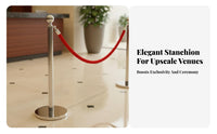 Stainless Steel Rope Stanchion Post Rust Proof Stanchion Post with Velvet Rope Luxurious Design Queue Pole Barrier Weighted Base for Venue Managers, Security Personnel, Business Owners, Hotels, Airports, Casinos, Museums