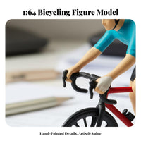 1:64 Scale Cyclist Figure Collectible Miniature Bike Cyclist Model Tiny Cyclist Figurine High Accuracy Miniature Red Bike