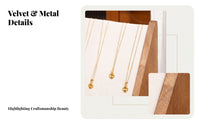 Slanted Design Necklace Display Stand Padded Panel Wooden Necklace Stand Side Support Frames Tabletop Jewelry Display Elegant Finish