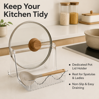 Lid Stand, Multi Functional Pot Lid & Utensil Rest, Heat Resistant Non-Slip Kitchen Organiser, Modern Minimalist Spoon Rest