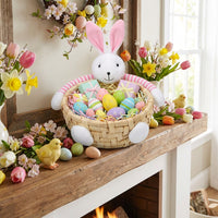 Easter Bunny Container Cute Design Woven Bunny Basket Versatile Woven Animal Container for Parents, Spring Celebrations, Table Centerpiece, Picnics