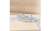 Floral Headband with Ribbons Princess-Style Flower Crown Headband with Flowers Sparkling Hair Accessory Dreamy for Children