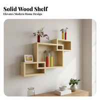 Wall Mounted Storage Rack Solid Wood Wall Mount Display Shelves Modern Design Wooden Box Shelves for Homeowners, Renters, Bedroom, Dining Room