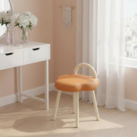 Soft Padded puffShaped Vanity Chair Compact Design Upholstered Makeup Seat Sturdy Construction Household Furniture Ergonomic Shape for Women, Girls, Students, Bedroom, Dressing Room, Nail Salon
