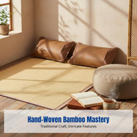 Handwoven Bamboo Cooling Mat, Water Bamboo Bed Mat, Old Bamboo Edged, Handmade