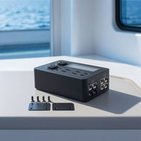 QC 3.0 12V Power Box with LCD Display Multifunctional Power Distribution Box with LED Display Compact Fast Charging for Campers, DIYers, Camping, Vans, Boats, Cars