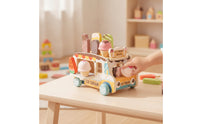 Tabletop Ice Cream Truck Toy Educational Wooden Ice Cream Truck Smooth Pretend Playset Bright for Children, Toddlers, Playroom