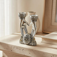 Resin Jerusalem Menorah Detailed Relief Design Jerusalem Candle Holder Decorative Centerpiece Israeli Candle Stand Tabletop Display