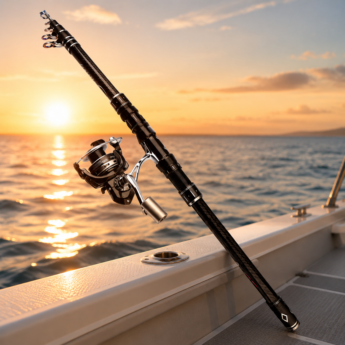 Carbon Fiber Telescopic Fishing Rod and Reel Combo 6 Section Spinning Sea Rod