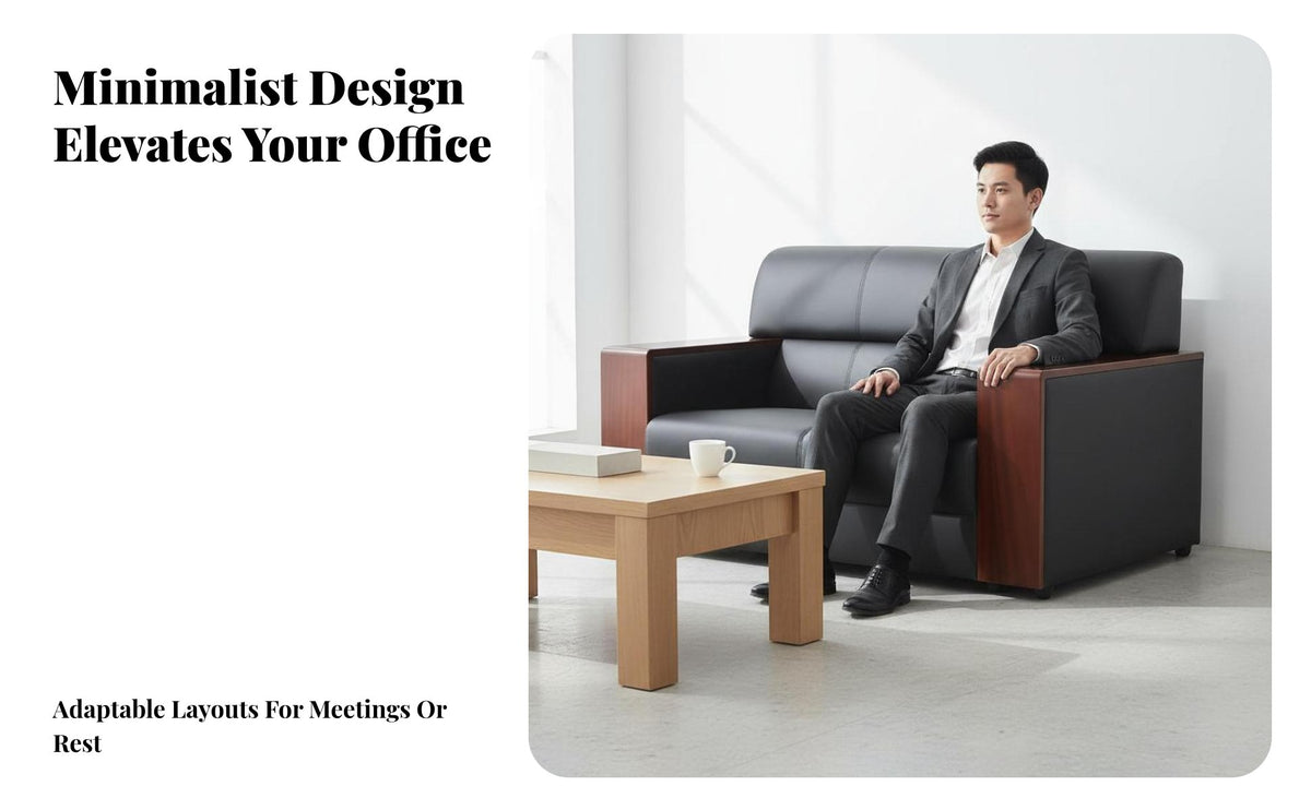 Long-Lasting Construction Modern Business Sofa Ergonomic Design Black Faux Leather Sofa Easy Maintenance Single Seater Office Armchair Wide Armrests for Clients, Homeowners, Apartment Dwellers, Meeting Area, Small Areas, Bedroom