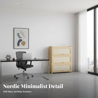 Large Capacity Tall Shelving Unit with Cabinet Rounded Corners Floor-Standing Hutch with Doors Farmhouse design storage unit for Book Lovers, Office Workers, Homeowners, Living Room, Bedroom