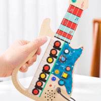 Electric Guitar Busy Board Printed Musical-Note Wooden Guitar Busy Board Fine Motor Skills