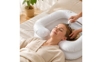 Inflatable Shampoo Basin with Hose Cushioned Inflatable Hair Washing Basin with Pillow Easy-to-Wipe Shampoo Bowl for Home Care