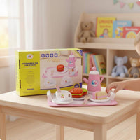 Creative Building Toy Breakfast Set Educational Wooden Tea Set Colorful Tea Party Playset Social Skills for Toddlers, Playroom, Daycare