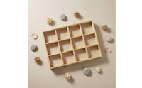 12 Slot Wooden Tray Multi Purpose Wooden Compartment Tray Space Saving 12-Slot Display Box for Desk