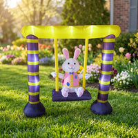 Inflatable Bunny Swing Inflatable Easter Bunny Festive Easter Yard Decoration for Garden