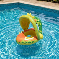 Stable Seat Design Canopy Baby Buoyant Float Skin-Friendly Inflatable Sun Shade Buoyant Float Superior Buoyancy Dinosaur Swim Float UPF 50+ for Babies, Toddlers, Kids, Pool, Beach