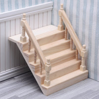 Wooden Dollhouse Staircase Stepped Design Dollhouse Stairs Smooth Finish Miniature Staircase