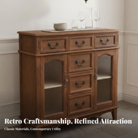 Multifunctional Solid Wood Buffet Cabinet Versatile Dining Room Credenza Sturdy Structure Accent Storage Cabinet Adjustable Shelves for Homeowners, Families, Interior Decorators, Entryway, Home Office
